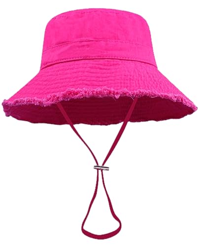 Adigau Damen Fischerhut Baumwolle Bucket Hat Sommerhut Anglerhut Breite Krempe Sonnenhut Atmungsaktiv Gartenhut UV Schutz Boonie Hat Rot von Adigau