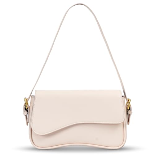 Adigau Damen Handtasche Vintage Crossbody-Tasche PU-Leder Schultertasche Elegant Kleine Umhängetasche Klein Tasche Verstellbarer Schulterriemen Y2K für Dating Party Einkaufe Beige von Adigau