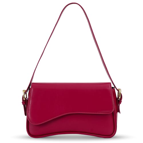 Adigau Damen Handtasche Vintage Schultertasche Elegant Kleine Umhängetasche Klein Tasche Verstellbarer Schulterriemen PU-Leder Crossbody-Tasche Y2K für Dating Party Einkaufe Rot von Adigau