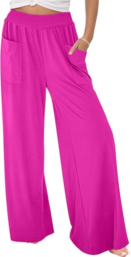 Adigau Damen Pants Elegant Sommer Hose Lockere Freizeithose mit Taschen Stretchige Yogahose Lang Jogginghose Baggy Sporthose High Waist Hose Vielseitige Stoffhose für Alltag Rosa XL von Adigau