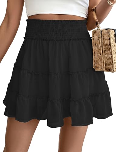 Adigau Damen Sexy Sommerrock Rock mit Shorts Sommer Skirt Kurz Faltenrock Hohe Taille Minirock Elegant Röcke Rüsche Mini Skirts A Line Freizeitrock Casual Tennisrock Alltag Schwarz L Adigau Damen Sexy Sommerrock Rock mit Shorts Sommer Skirt Kurz Faltenrock Hohe Taille Minirock Elegant Röcke Rüsche Mini Skirts A Line Freizeitrock Casual Tennisrock Alltag Schwarz L von Adigau