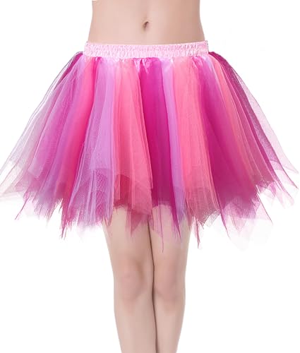 Adigau Damen Tüllrock Karneval Kostüm Tütü Rock Kurz Ballett Unterrock Crinoline Petticoat Tutu Tanzrock Tanzkleid Ballkleid Kurz Retro Puff Rock für Tanz Party Bühnen Kostüm Show Cosplay von Adigau