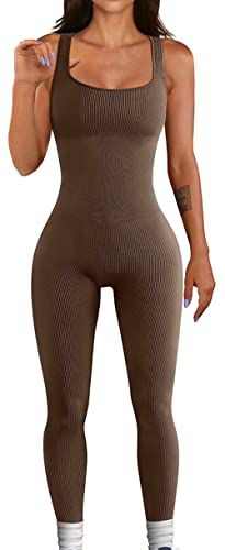 Adigau Damen Yoga Romper Jumpsuits Anzug Gerippte Sportswear Set Sport, Fahrrad Laufen Fitness Atmungsaktiv Eng Langarm Kurzarm Armlos von Adigau