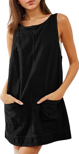 Adigau Damenkleid Rundhalsausschnitt ärmellos Strickkleid Einfarbig Knielang Pulloverkleid Herbst Winterkleid Lässig Freizeitkleid Elegantes Umstandskleid Schwarz XL von Adigau