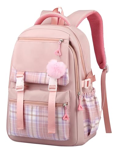 Adigau Große Kapazität Schulrucksack für Kinder Mädchen Dauerhaft Wasserdicht Daypacks Verstellbare Schultergurte Draußen Rucksäcke Rosa von Adigau