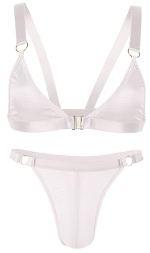 Adigau Herren Dessous Set Sissy Unterwäsche Vorne Offener BH-Oberteil mit Tanga Höschen Männer Reizwäsche Bikini Schlafanzug Weiß L Adigau Herren Dessous Set Sissy Unterwäsche Vorne Offener BH-Oberteil mit Tanga Höschen Männer Reizwäsche Bikini Schlafanzug Weiß L von Adigau