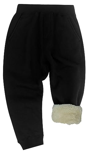 Adigau Jungen Mädchen Fleecehose Winter Lässige Fleece Gefüttert Jogginghose Kleinkind Kinder Verdicken Jogger Hose Einfarbig Schwarz 12-13 Jahre von Adigau