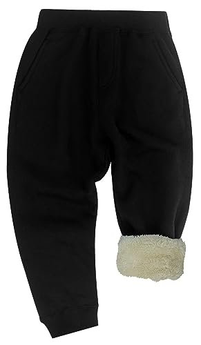 Adigau Jungen Mädchen Fleecehose Winter Lässige Fleece Gefüttert Jogginghose Kleinkind Kinder Verdicken Jogger Hose Einfarbig Schwarz 9-10 Jahre von Adigau