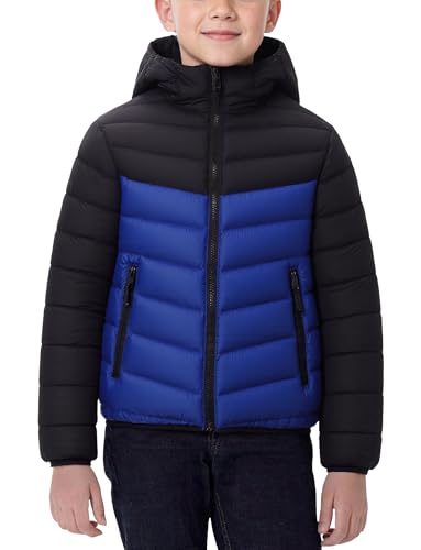 Adigau Jungen Winter Mantel Winddicht Warme Daunenjacke Einfarbiger Bequem Gepolstertes Steppjacke Klassische Weich Jacke Blau 15-16 Jahre von Adigau