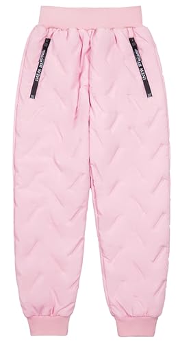 Adigau Kinder Fleecehose Skihose Warm Gefüttert Thermohose Winter Wasserdicht Winddicht Schneehose Jungen Mädchen Wanderhose Rosa 7-8 Jahre von Adigau