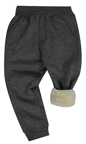 Adigau Kinder Fleecehose Winter Jogginghose Poalr Fleece Gefüttert Jungen Mädchen Elastischer Bündchen Hosen Herbst Winter Freizeithose Sporthose Grau 2-3 Jahre von Adigau