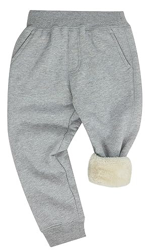 Adigau Kinder Fleecehose Winter Jogginghose Poalr Fleece Gefüttert Jungen Mädchen Elastischer Bündchen Hosen Herbst Winter Freizeithose Sporthose Hellgrau 2-3 Jahre von Adigau