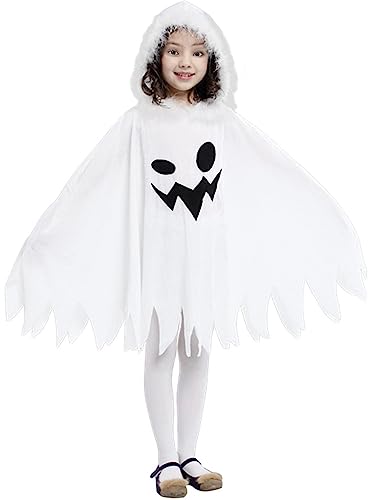 Adigau Kinder Halloween Geist Umhang Gespenst Weiß Geister Kostüm für Jungen Mädchen für Cosplay Karneval Fasching B1 8-9 Jahre alt Adigau Kinder Halloween Geist Umhang Gespenst Weiß Geister Kostüm für Jungen Mädchen für Cosplay Karneval Fasching B1 8-9 Jahre alt von Adigau