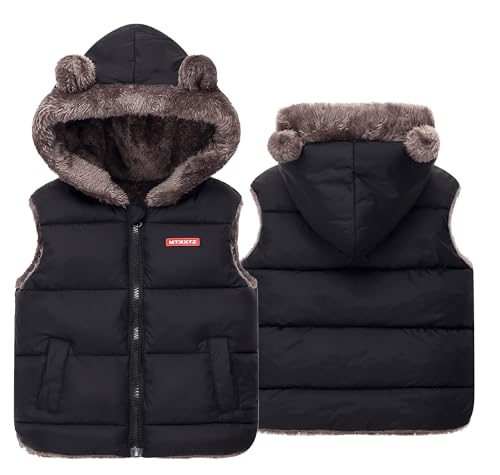 Adigau Kinder Jungen Mädchen Armellose Winter Mantel Outdoor Ärmellos Pufferweste Warme Winddichte Leichte Übergangsjacke Wattierte Freie Steppweste Schwarz 4-5 Jahre von Adigau