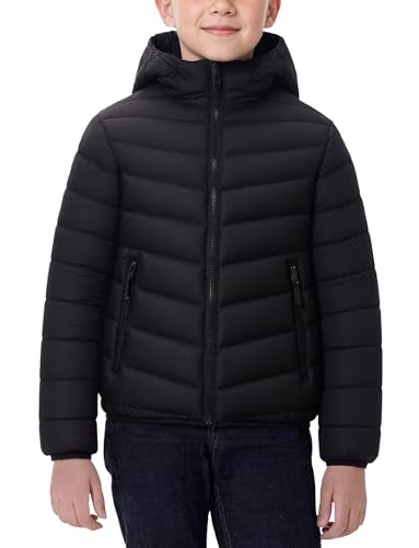 Adigau Kinder Jungen Steppjacke Winddicht Puffer Winterjacke Klassische Weich Daunenjacke Atmungsaktiv Gepolstertes Mantel Schwarz 15-16 Jahre von Adigau