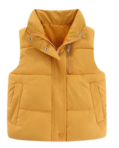 Adigau Kinder Leichte Frühling Herbst Winter Jacke Warm Ultraleichte Pufferweste Winter Daunen Puffer Weste Ärmellos Gepolsterte Steppweste Gelb 4-5 Jahre von Adigau