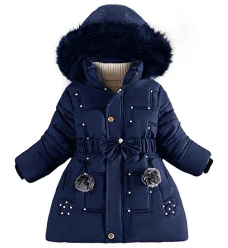 Adigau Kinder Schneemantel Weich Winddicht Wintermantel Comfortable Parka Steppjacke Schwergewicht Weich Daunenjacke Blau 4-5 Jahre von Adigau