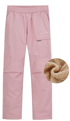 Adigau Kinder Softshellhose Gefüttert Skihose Thermohose Wanderhose Outdoorhose Jungen Mädchen Warm Outdoorhose Skihose Cargohose Rosa von Adigau
