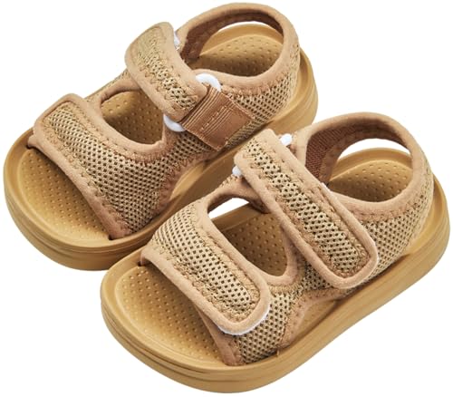 Adigau Kinder Strandschuhe Leicht Klettverschluss Wassersandalen Atmungsaktive EVA Sandalen Mode Peeptoe Lauflern Khaki 23 EU von Adigau