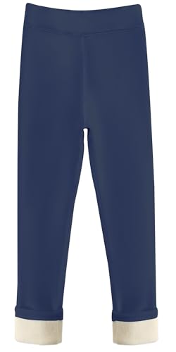 Adigau Kinder Thermo Leggings Mädchen Leggings Gefüttert Baumwolle Winter Hosen Elastische Kinderhose Knöchellange Stretchhose für Kinder Dunkelblau 9-10 Jahre von Adigau