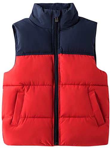 Adigau Kinder Warme Pufferweste Stehkragen Reißverschluss Winterweste Weich Winddichte Steppweste Armellos Bequem Daunenweste Rot 8-10 Jahre von Adigau