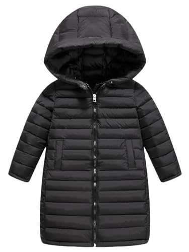 Adigau Kinder Warme Warm Wintermantel Outdoor Lang Daunenmantel Herbst Winter Jacke Leichte Lange Daunenjacke Schwarz 5-6 Jahre von Adigau