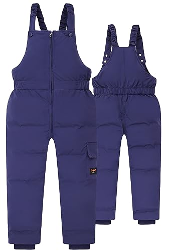 Adigau Kinder Winterhose Winddicht Daunenhose Mädchen Jungen Skihose Overall Gepolstert Winter Warm Strapshose Baby Outdoorhose Dunkelblau 2-3 Jahre von Adigau