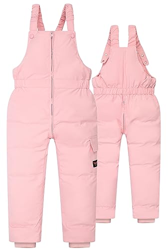 Adigau Kinder Winterhose Winddicht Daunenhose Mädchen Jungen Skihose Overall Gepolstert Winter Warm Strapshose Baby Outdoorhose Rosa 12-18 Monate von Adigau