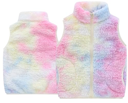 Adigau Kleinkind Kinder Softshell Stehkragen Polarfleeceweste Farbblock Fleece Winddichter Winter Ärmellose Fleecejacke Warm Reißverschluss Kostüme Mehrfarbig 1-2 Jahre von Adigau