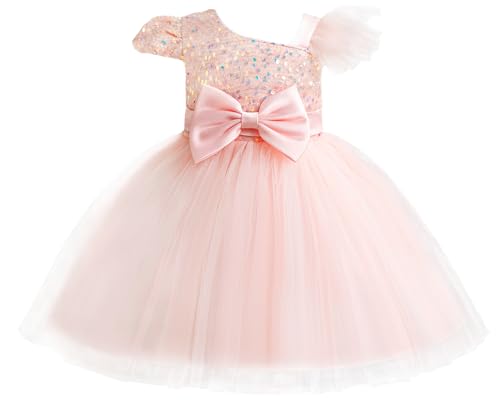 Adigau Kleinkind Pailletten Kleid Ärmellos Prinzessin Tüllkleid Weich Ceremony Partykleid Niedlich Geburtstag Kleider Rosa 2 Jahre von Adigau