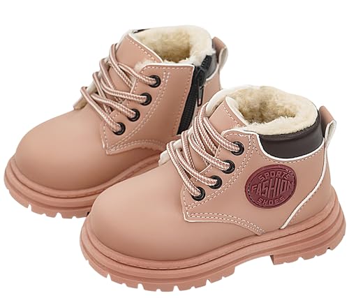Adigau Kleinkind Stiefeletten Winterschuhe Jungen Mädchen Winterstiefel Schneestiefel Wasserdicht Warm Gefütterte Schlupfstiefel Schuhe B-Rosa 29 von Adigau