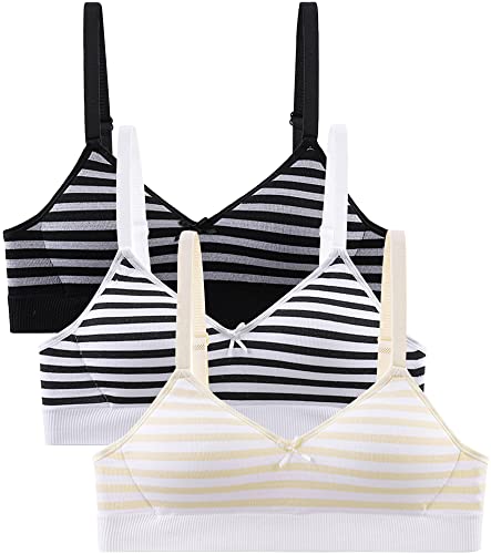 Adigau Mädchen BH 3er-Pack Ohne Bügel Trainings Bra Trägertop Teenager Bra Sport-BH mit Verstellbarem Schultergurt A1 75A von Adigau