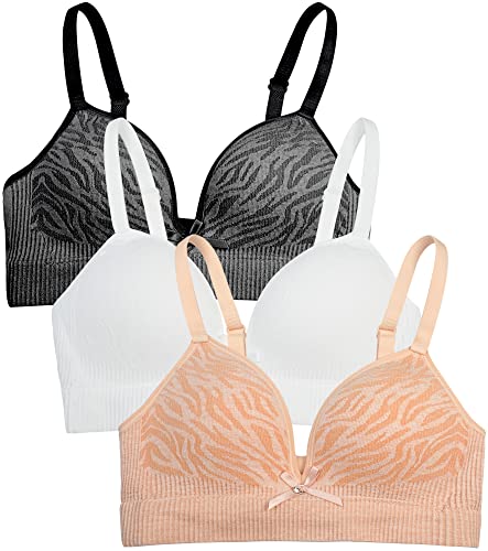 Adigau Mädchen BH 3er-Pack Ohne Bügel Trainings Bra Trägertop Teenager Bra Sport-BH mit Verstellbarem Schultergurt C1 75A von Adigau