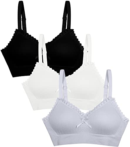 Adigau Mädchen BH 3er-Pack Ohne Bügel Trainings Bra Trägertop Teenager Bra Sport-BH mit Verstellbarem Schultergurt D1 70A von Adigau