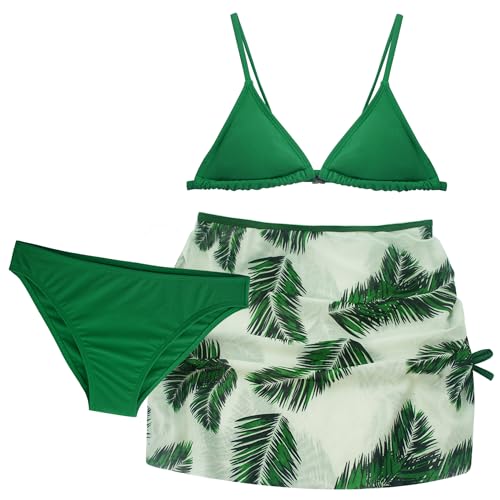 Adigau Mädchen Bikini Tankini Set 3-teilige Badeanzüge Bikini Top + Rock Sommer Strand +Slips Bademode Kinder Badebekleidung Schwimmanzug B3 10-11 Jahre von Adigau