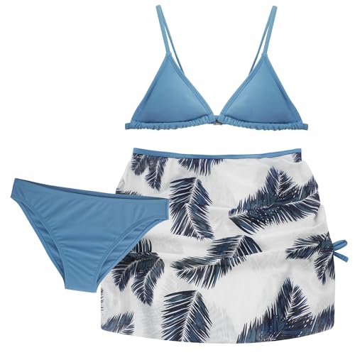Adigau Mädchen Bikini Tankini Set 3-teilige Badeanzüge Bikini Top + Rock Sommer Strand +Slips Bademode Kinder Badebekleidung Schwimmanzug B5 14 Jahre von Adigau