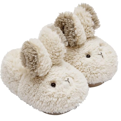 Adigau Mädchen Häschen Plüsch Winterschuhe Geschlossen Indoor Winter Haushaltsschuhe Cartoon Wärme Weiche Hausschuhe Rutschfeste Sohle Kaninchen Pantoffeln weiß 31/32 EU von Adigau