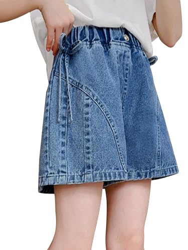 Adigau Mädchen Jeans Shorts Kurze Hose Dehnbar Denim Dehnbar Frühling Stretch Pants Regular Fit Modische Freizeithosen Casual Hotpants für Training Blau 11-12 von Adigau