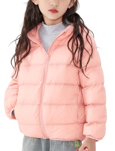 Adigau Mädchen Jungen Winter Winddicht Herbstjacke Leichte Schlank PufferJacke Warme Wasserfest Parka Ultraleichte Gemütlich Outdoorjacke Rosa 11-12 Jahre von Adigau