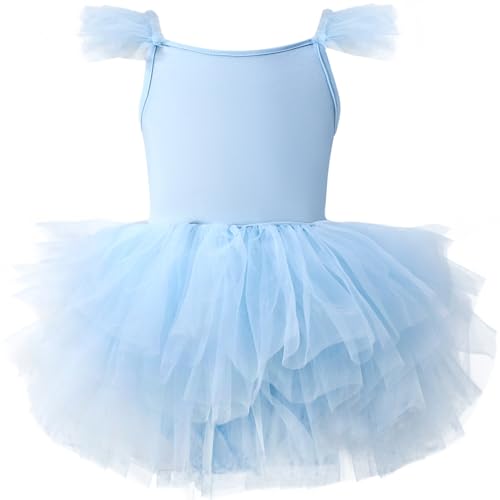 Adigau Mädchen Kinder Ballett Kleid Baumwolle Gymnastik Trikot Tutu Rock Balletttrikot Ballettkleidung Tanzkleid Tanztrikot B3 18-24 Monate von Adigau