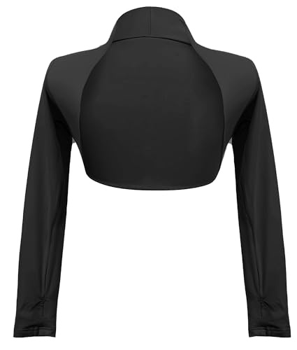 Adigau Mädchen Kinder Formell Bolero Zucken Baumwolle Gestrickte Strickjacke Bolerojacke kurz Elegante Crop Tops für Partys Schwarz 5XL von Adigau