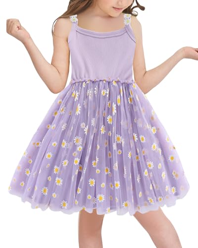 Adigau Mädchen Kleider Kleinkind Tüllkleid Kleinkinder Süße Prinzessin Tüll Kleid Blumenmuster für Geburtstag Hochzeit Hellviolett 12-18M von Adigau