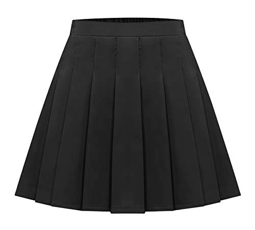 Adigau Mädchen Rock Shorts Integrierte Schuluniform Kinder Mädchen Rock Plissee Fringe Rock Mädchen Skaten Tennis Frühling Herbst Schwarz 10-11 Jahre alt von Adigau