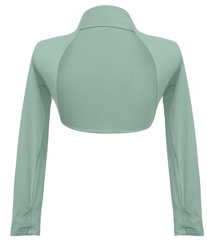 Adigau Mädchen Strickjacke Langarm Basic Bolero Jacke Partykleid Kommunionkleid Taufkleid Baumwollstoff Bolerojäckche für Partys Grün XL von Adigau