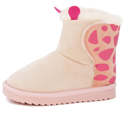 Adigau Mädchen Winter Anti-Rutsch Kleinkindschuhe Plüsch Halblange Winterboots Warm Gefütterte Pelz Bootie Weichsohlen Steigbügelstiefel Rosa 24 EU von Adigau