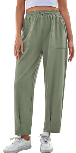 Adigau Sporthose Damen Lang Sweatpants mit Elastischem Bund und Taschen Lockere Jogginghose Casual Freizeithose Fitnesshose Trainingshose für Jogging Sport Yoga Gym Outfit Olivgrün M von Adigau