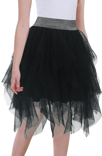 Adigau Tüllrock Mädchen Elastischer Bund Kinder Unregelmäßiges Tanz Rock Prinzessin Ballett Röcke Party A4 7-8 Jahre von Adigau
