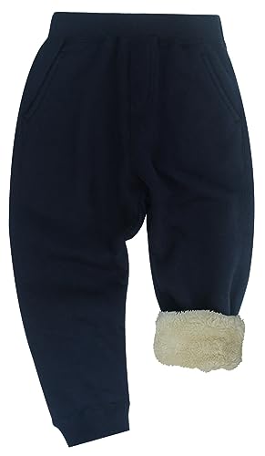 Adigau Unisex Kinder Jogginghose Winter Fleece Jogger Hose Mädchen Jungen Elastische Taille Kinder Fleecehose Sweatpants Sporthose Dunkelblau 5-6 Jahre von Adigau