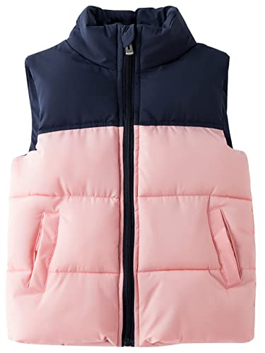 Adigau Unisex Kinder Winterweste Winddichte Stehkragen Armellos Pufferweste Weich Bequem Steppweste Reißverschluss Dicke Weste Rosa 11-12 Jahre von Adigau