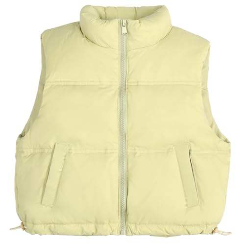 Adigau Winter Ärmellose Daunenweste für Kinder Warm Stehkragen Weste Leichte Winddicht Steppweste Ärmellos Warme Jacke Zum Draussen Schule Gelb 4-5 Jahre von Adigau